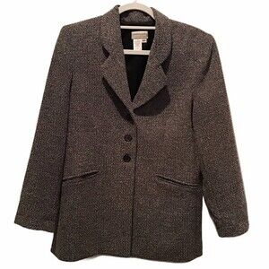 Cold Water Creek Blazer Jacket Button Up Black and Gray 8P